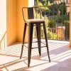 Taburete Tolix Con Respaldo Madera Negro Taburete Tolix Con Respaldo Madera Negro