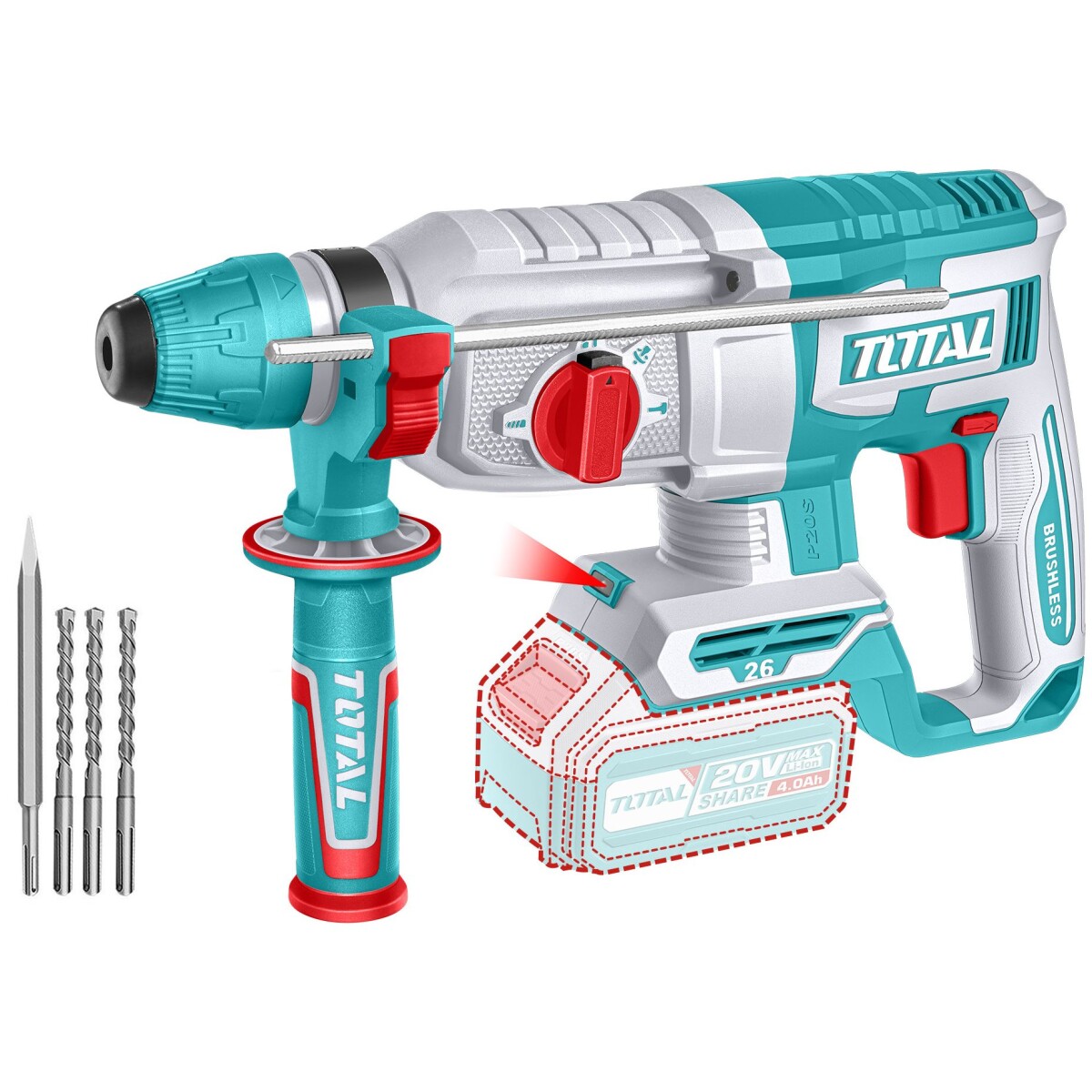 Rotomartillo SDS Plus Inalámbrico A Batería 20v - Sin Carbones 