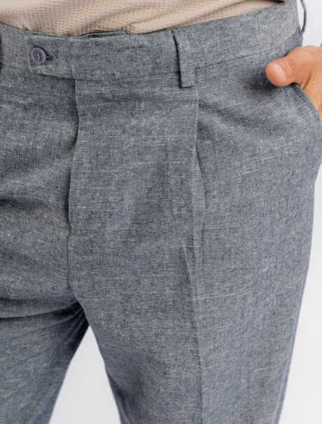 Pantalon lino azul marino