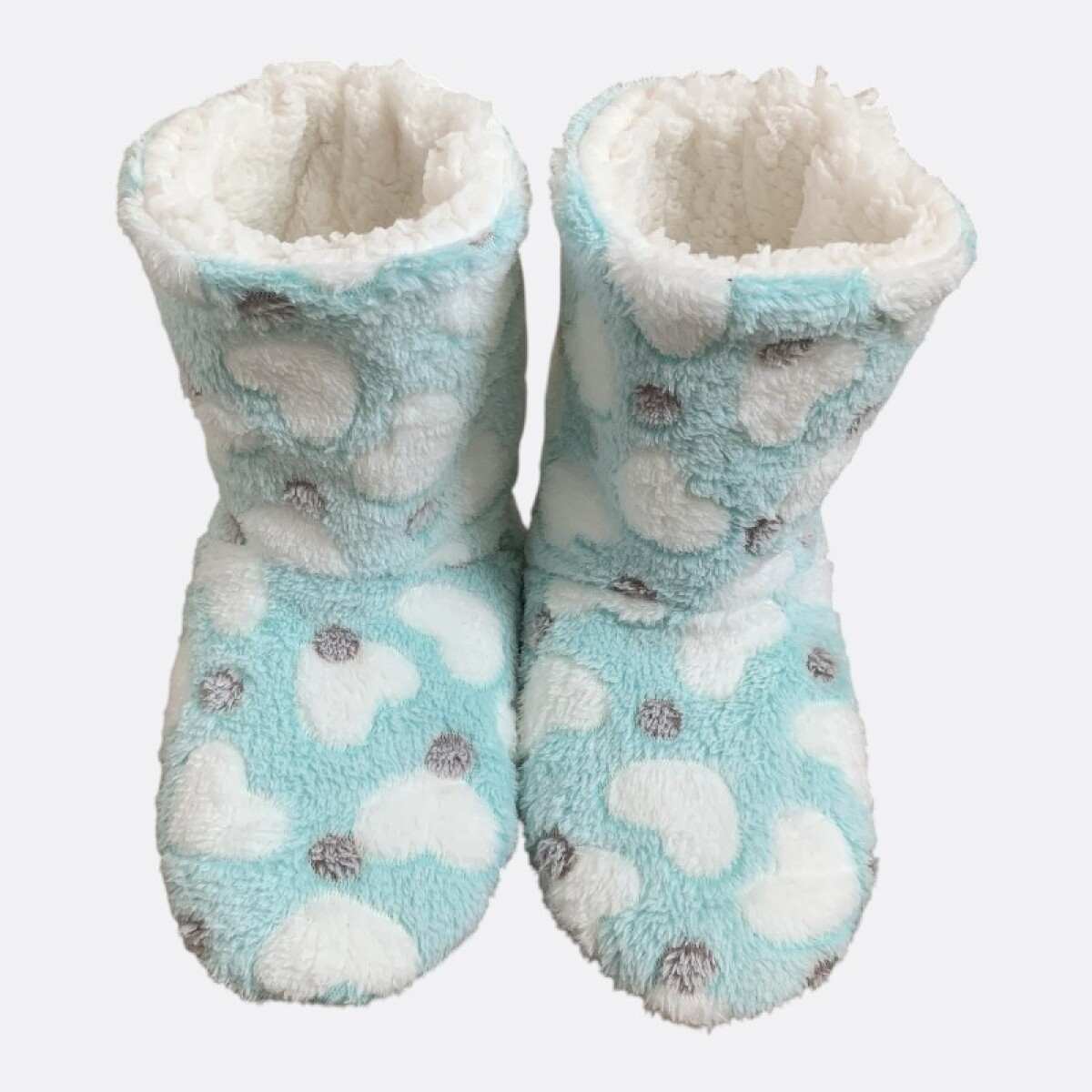 Pantufla Botín Diseño De Corazones - Verde/Blanco 