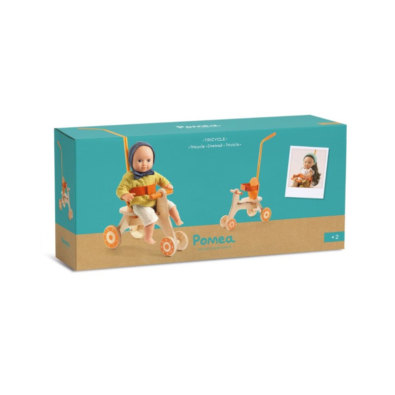 Triciclo de madera para muñecas y bebotes Triciclo de madera para muñecas y bebotes