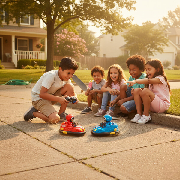 Auto Control Remoto Autitos Chocadores Go Karts Con Sonido Color Rojo y Azul