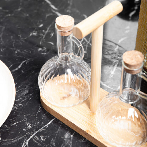 Set 2 aceiteras vidrio madera Set 2 aceiteras vidrio madera