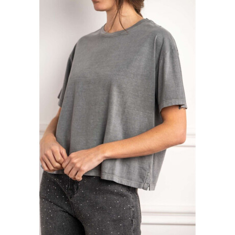 Remera Algodon Lavado Gris Oscuro