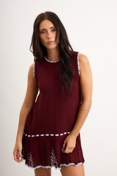 Vestido Magnolia corto Bordó