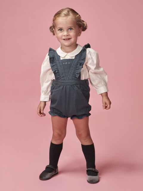 Peto Corto De Rayas Con Volantes Azulado