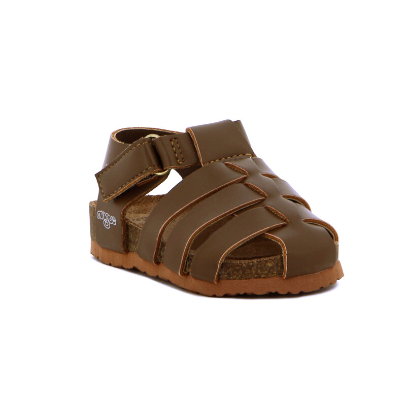 Angus Sandalia Niño Franciscana C/ Pulsera Y Velcro Marron Oscuro
