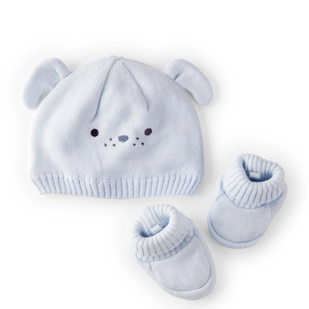 Set Gorro y escarpines de algodón carters celeste