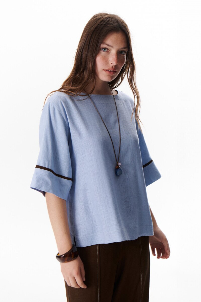 BLUSA LINO ATAR CELESTE