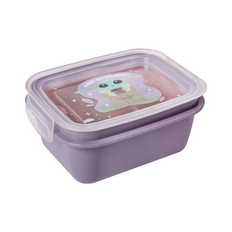 Pote Plástico Baby Yoda Con Traba y División 630 ml U