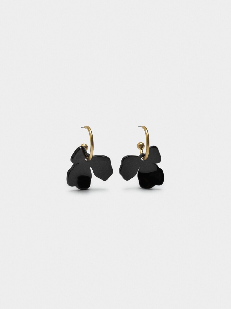 Aros Con Flor - negro 