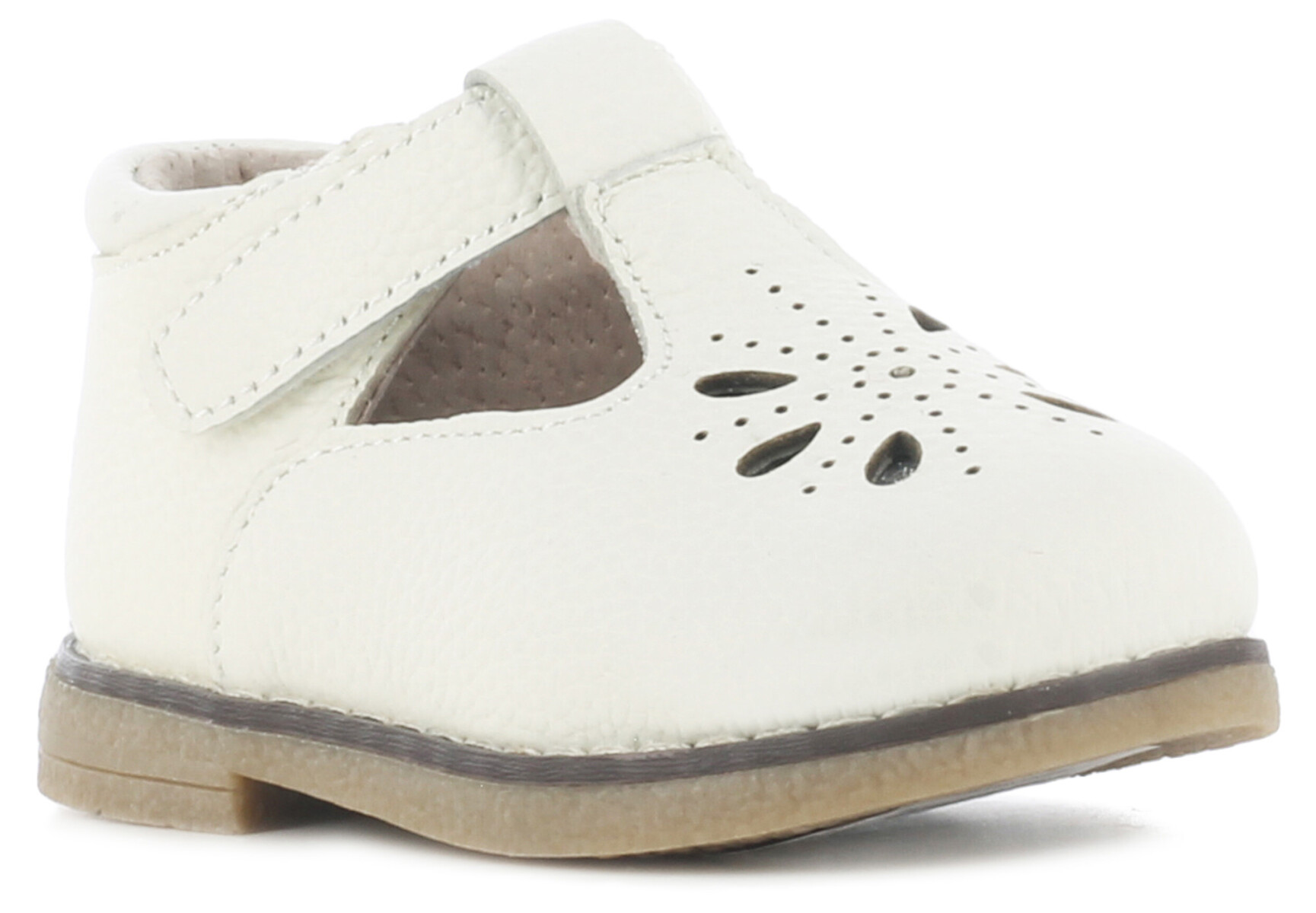 Zapatos de Niña MINI Miss Carol BERET con velcro y calado - Blanco 