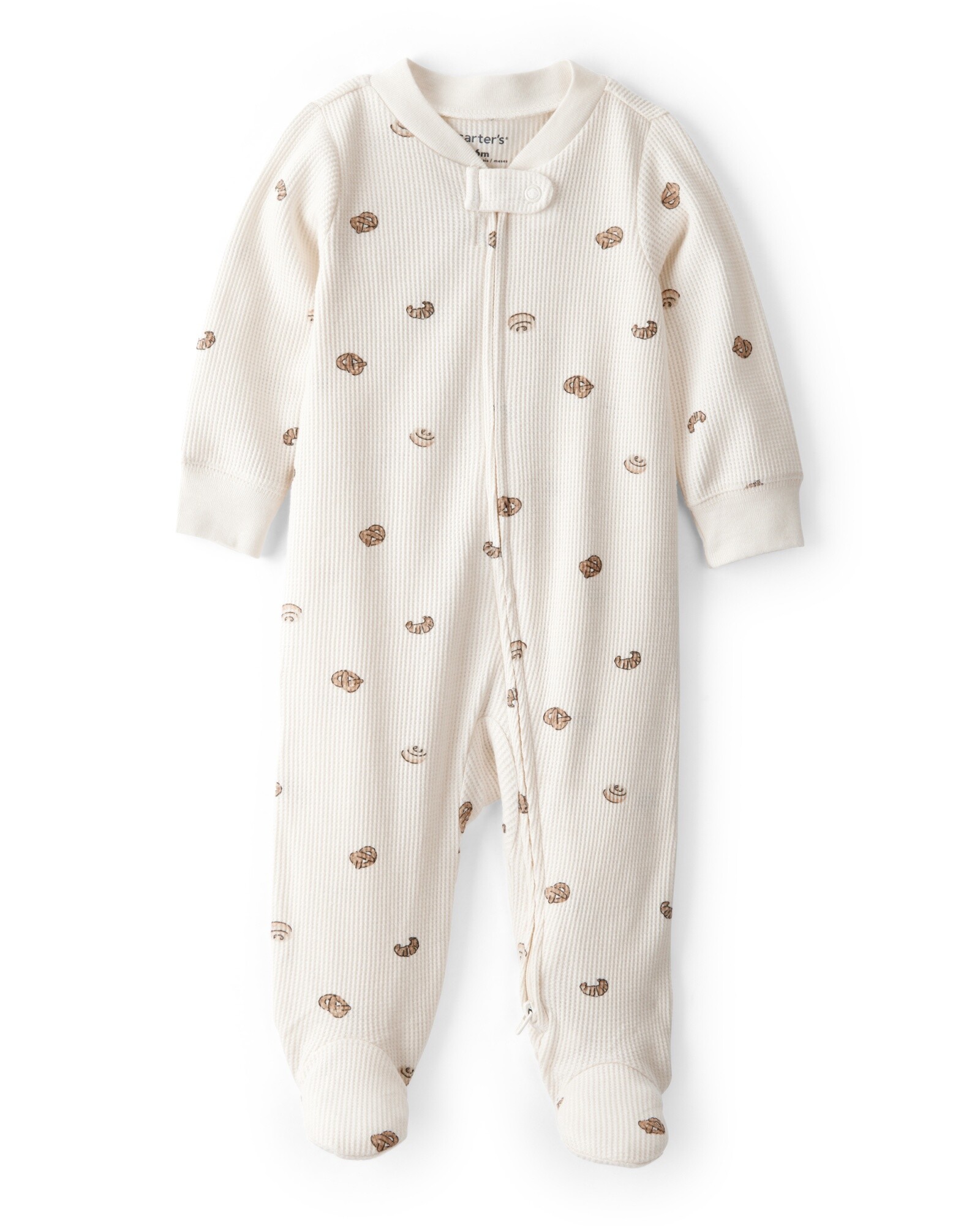 Pijama una pieza de algodón térmico, con pie, diseño bizcochos Sin color