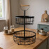 Canasto Organizador 2 Niveles Pisos Cesto Cocina baño Deco con manija madera IMBACK Canasto Organizador 2 Niveles Pisos Cesto Cocina baño Deco con manija madera IMBACK