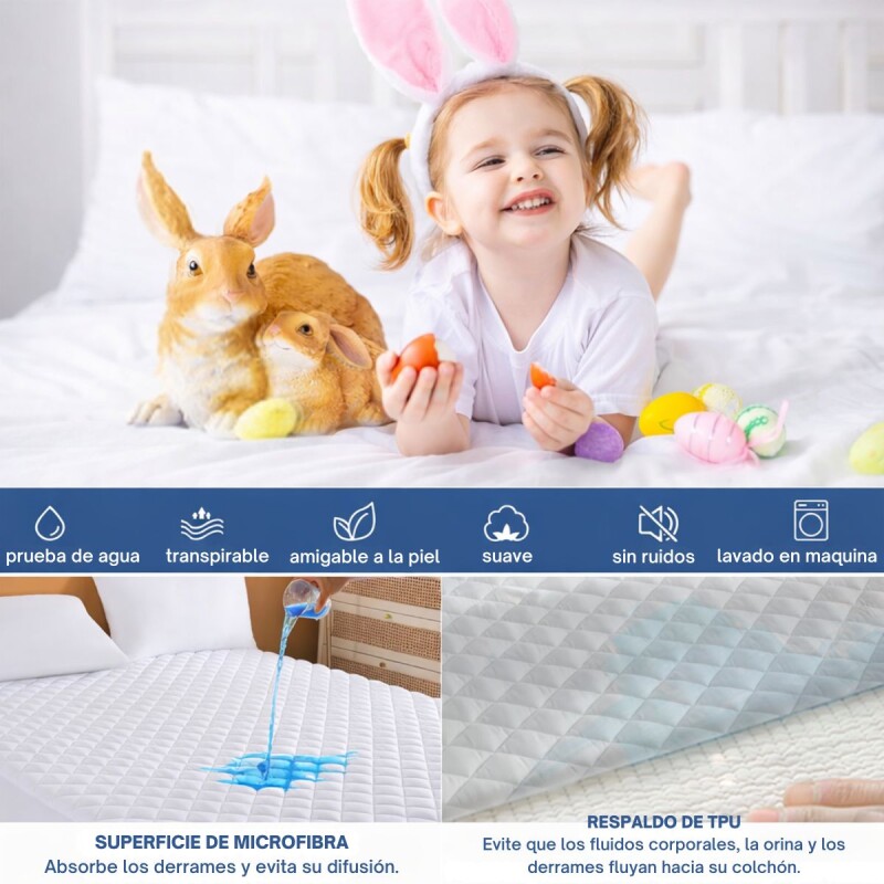 Funda Cubre Colchon Protector Impermeable Lavable Respirable - King Sizes Funda Cubre Colchon Protector Impermeable Lavable Respirable - King Sizes