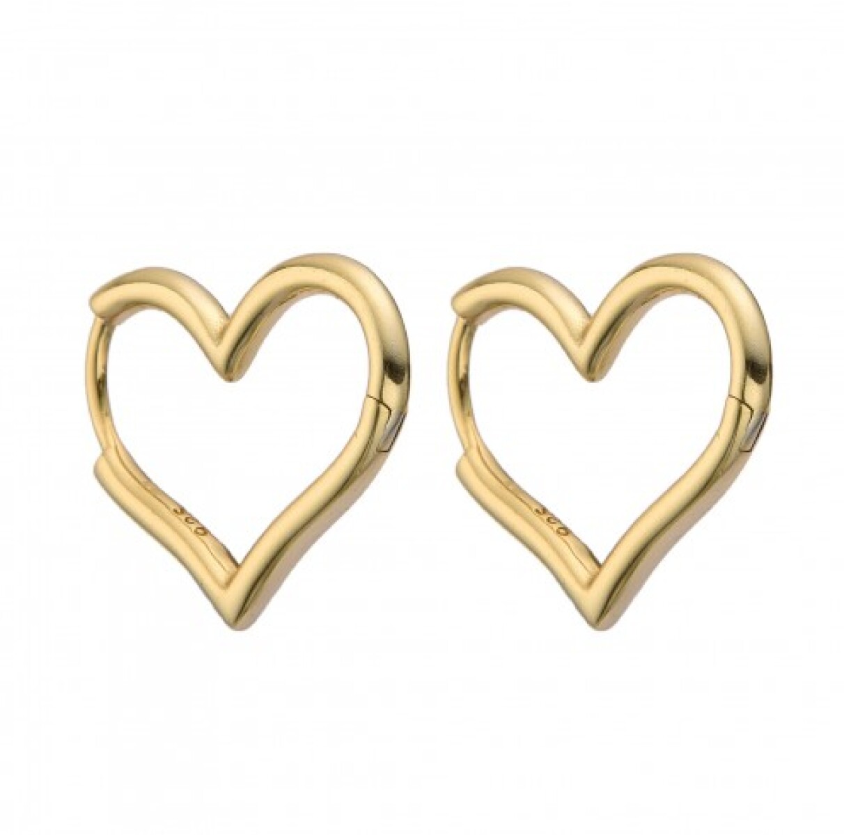 Par de aros de plata 925 con baño de oro amarillo, CORAZON. 