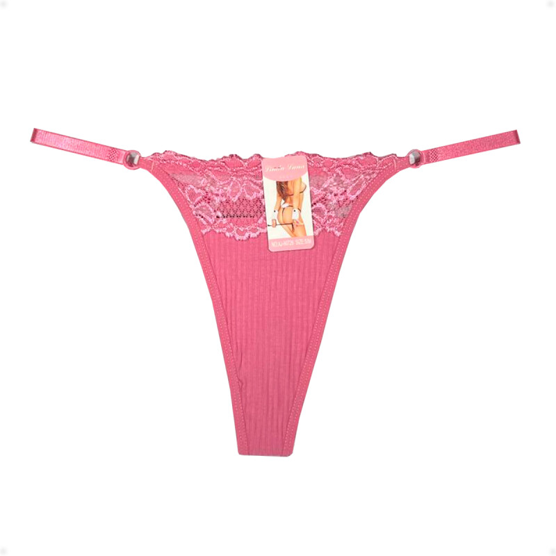 Tanga Colaless Ajustable De Encaje Rosa