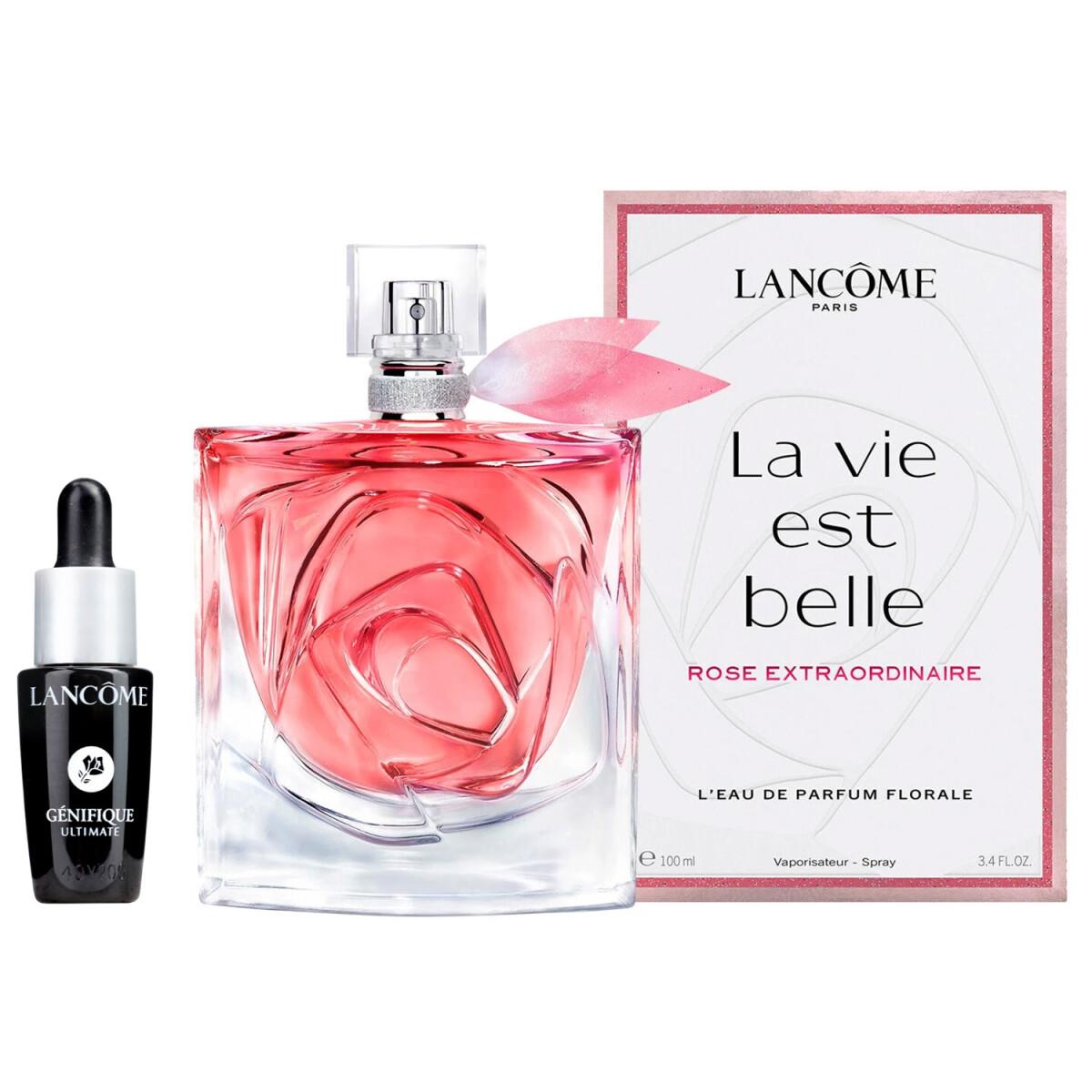 Set Perfume Lancome La Vie est Belle Rose Extraordinaire EDP 100ml + Serum 7ml Original de Regalo 