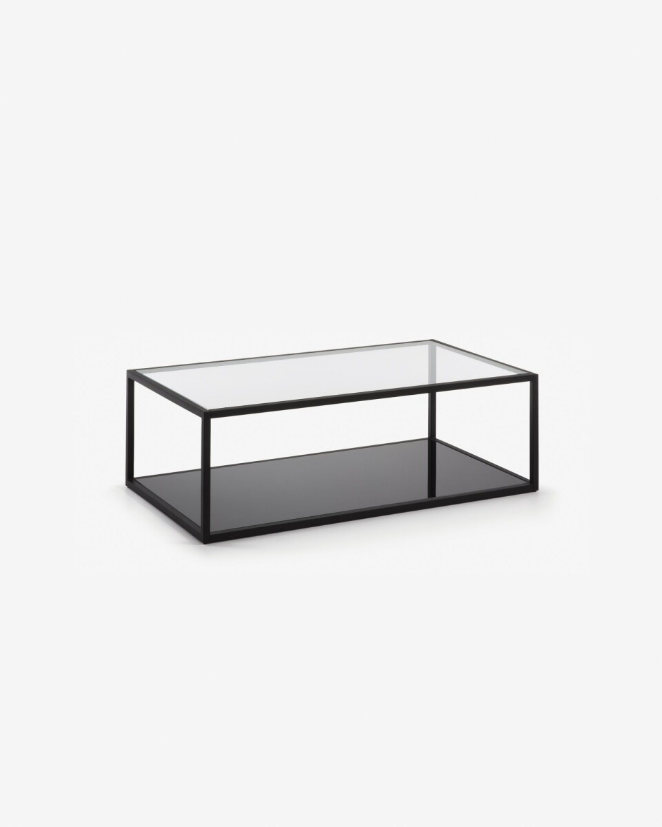 Mesa de centro Blackhill - 110 x 60 cm cristal y acero acabado negro 