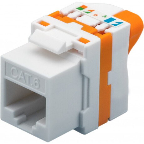 Jack RJ45 C6 Tooless (sin herramienta)| Blanco Naranja | TECHLY 573 Jack Rj45 C6 Tooless (sin Herramienta)| Blanco Naranja | Techly 573