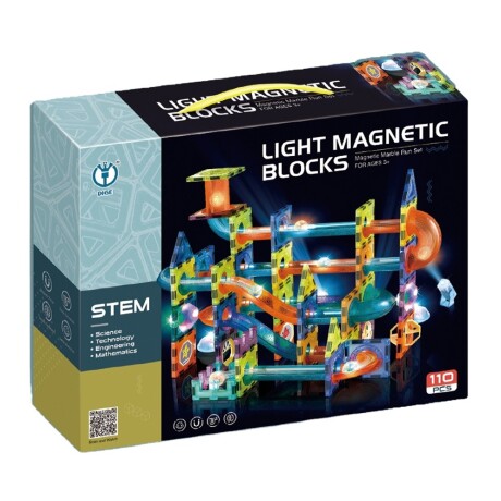 Bloques de Construcción Magnéticos con Luces Pista Laberinto 110 Piezas Multicolor