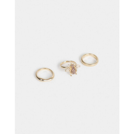 Set De Anillos Con Dije Abeja Dorado