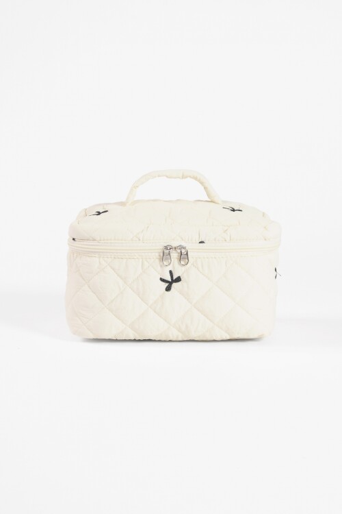 Estuche organizador bordado moña blanco
