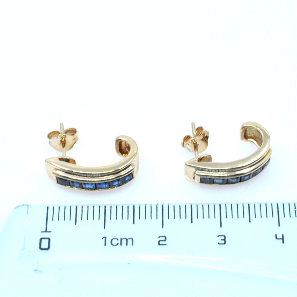 Caravanas en oro 18k amarillo y zafiros Caravanas en oro 18k amarillo y zafiros