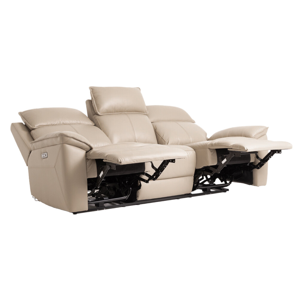 RECLINER ELÉCTRICO 3 CUERPOS CUERO-Y-SIMIL-CUERO MARRON JOSHUA TAUPE
