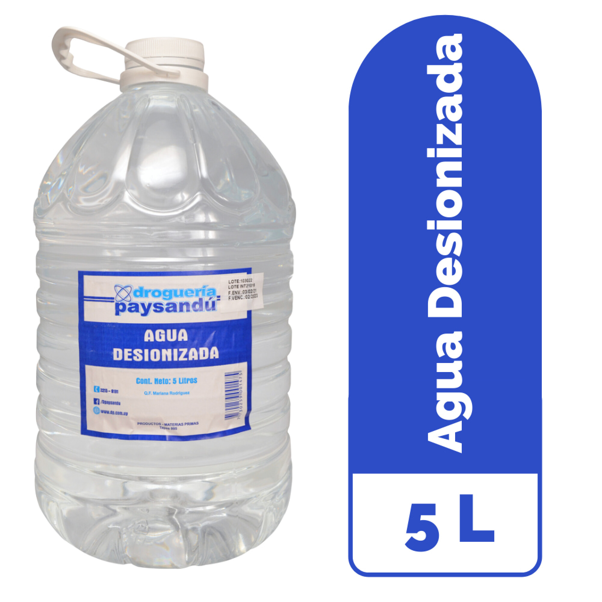 Agua Desionizada - 5 L — Droguería Paysandú