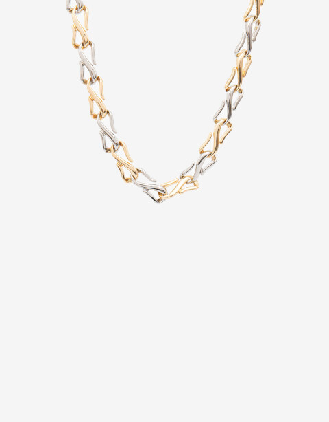 Collares Cortos Metal Collar Corto Eslabones Biplating - Plateado