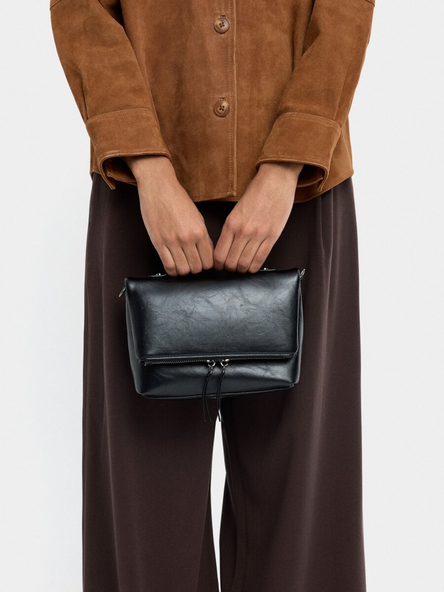 Bolso De Fiesta Con Solapa Efecto Craquelado negro