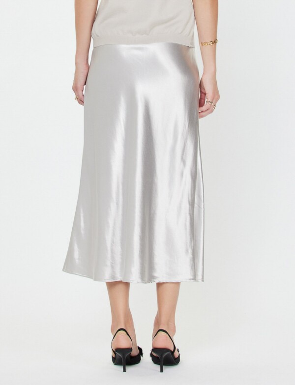 Falda Saten PLATEADO