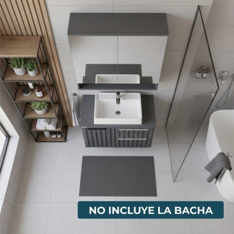 Mueble de Baño Suspendido Cecília (60cm) | Diseño Ripado - No incluye Bacha. Mueble de Baño Suspendido Cecília (60cm) | Diseño Ripado - No incluye Bacha.
