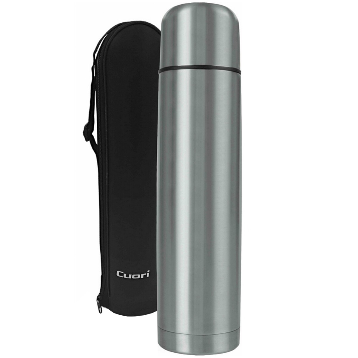 Termo Cuori Bala 1 L De Acero Inoxidable Con Funda Para Bebidas Frías Y Calientes - Plateado 
