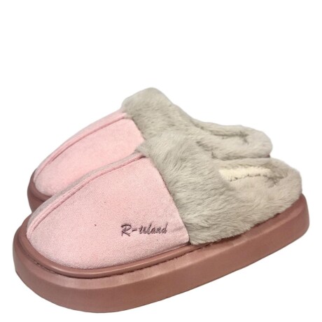 Pantufla Gamuza con Corderito Super Abrigada Antideslizante Rosa