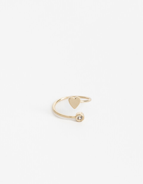 Anillos Chicos Strass Anillo De Metal Corazón Y Strass - Dorado