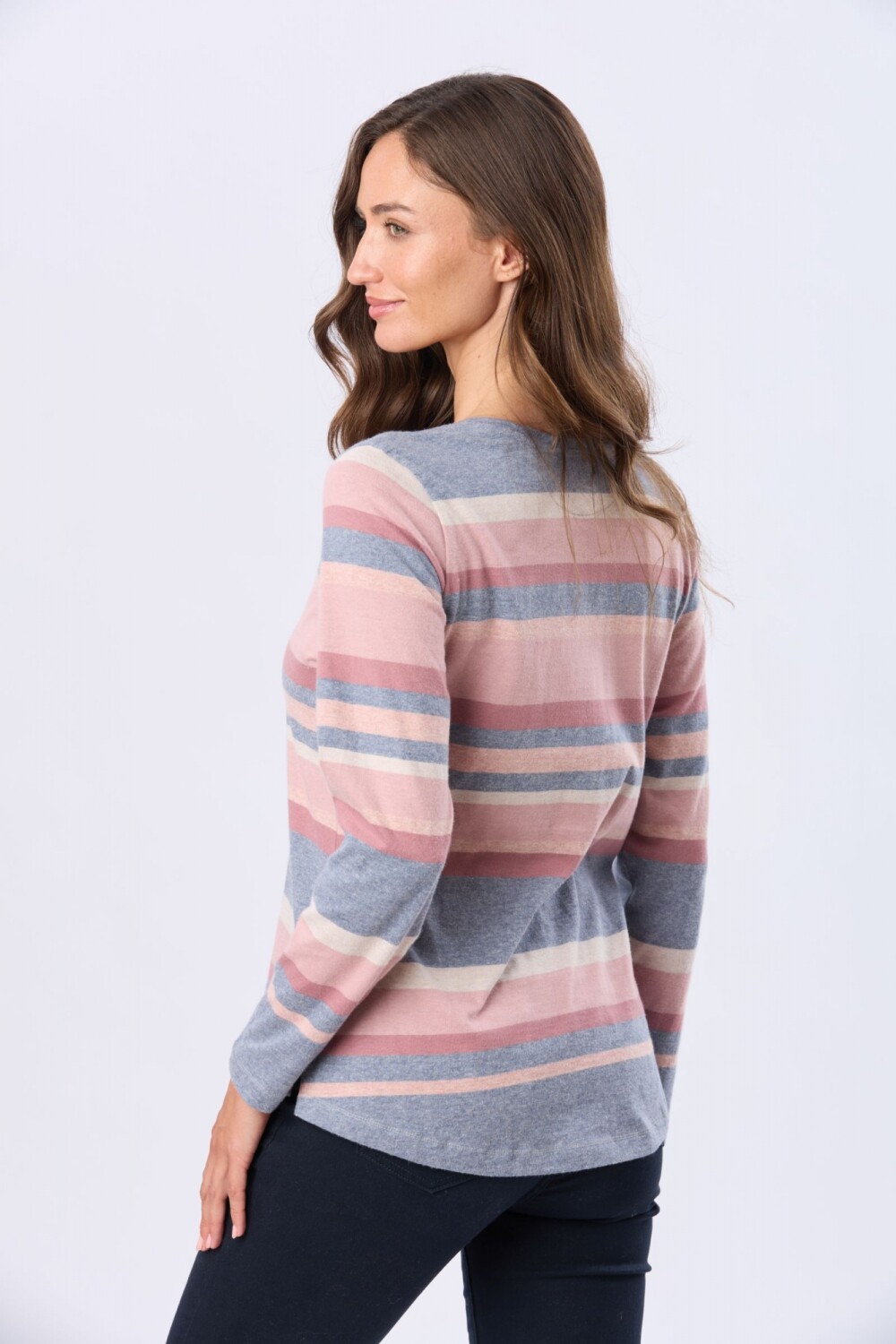 REMERA RAYADA DE ALGODÓN Azul