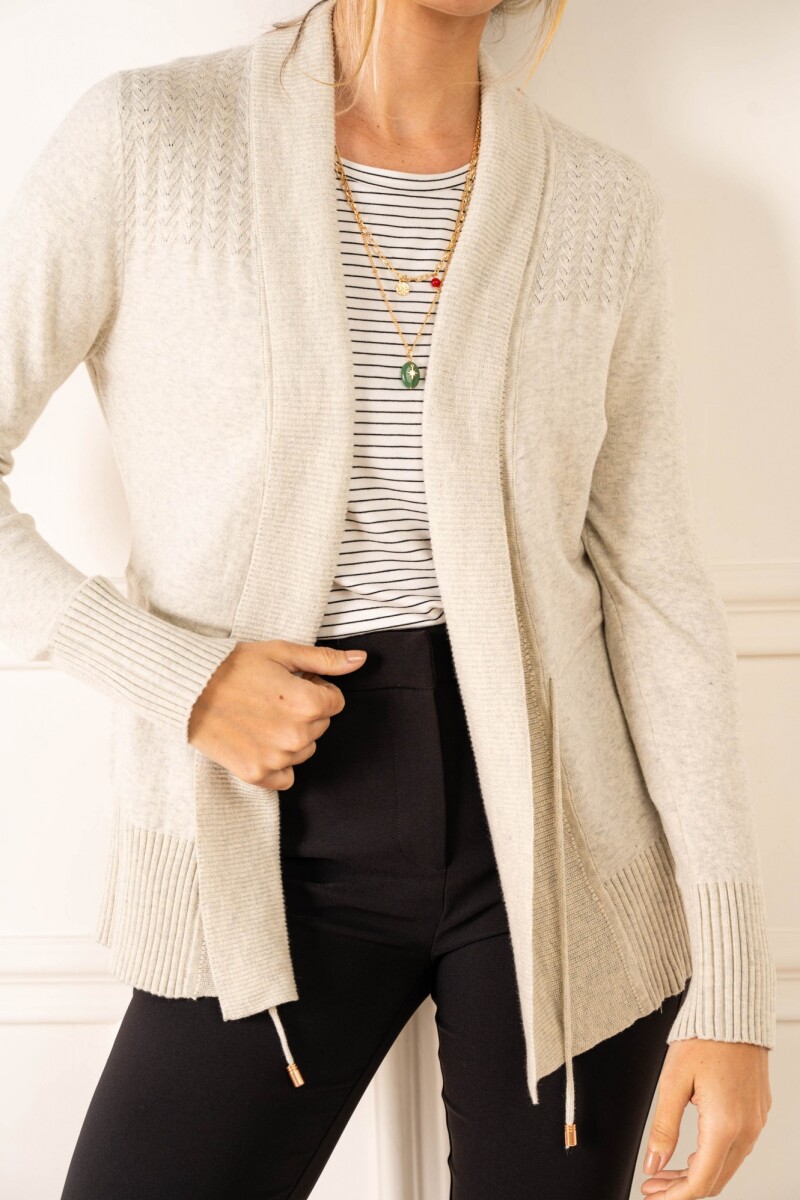 Cardigan C/solapa Algodón Elastano Gris Melange