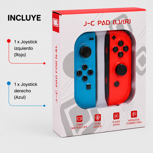 Control Joystick Para Nintendo Switch Inalámbrico Bluetooth Color Rojo y Azul.