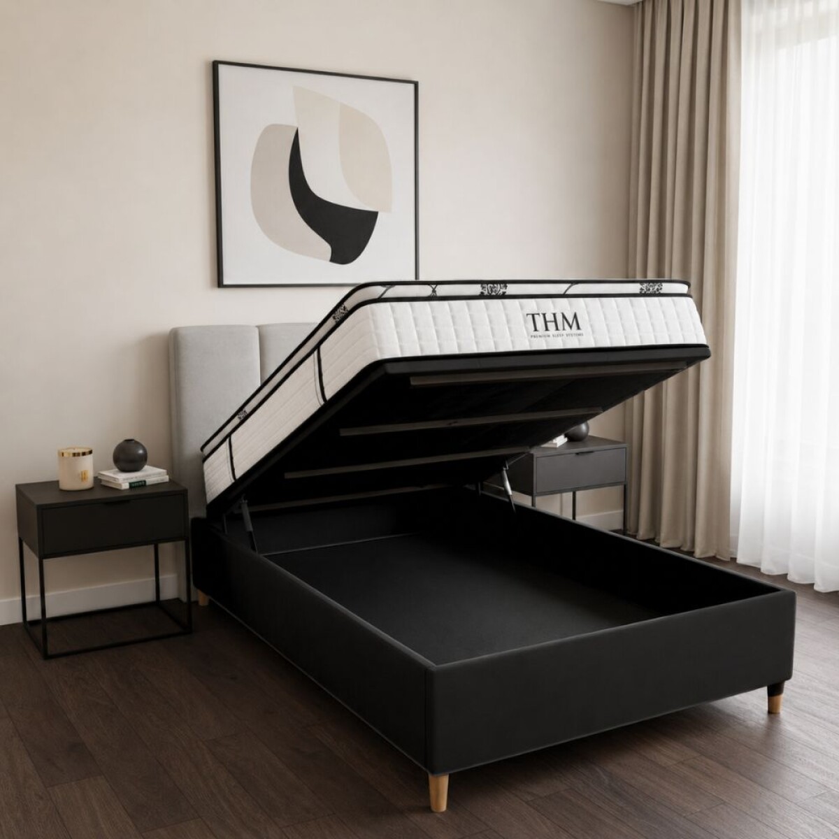 Sommier Baúl Smartbox HAMPTONS 1 plaza 90x190 Bronze - Negro 