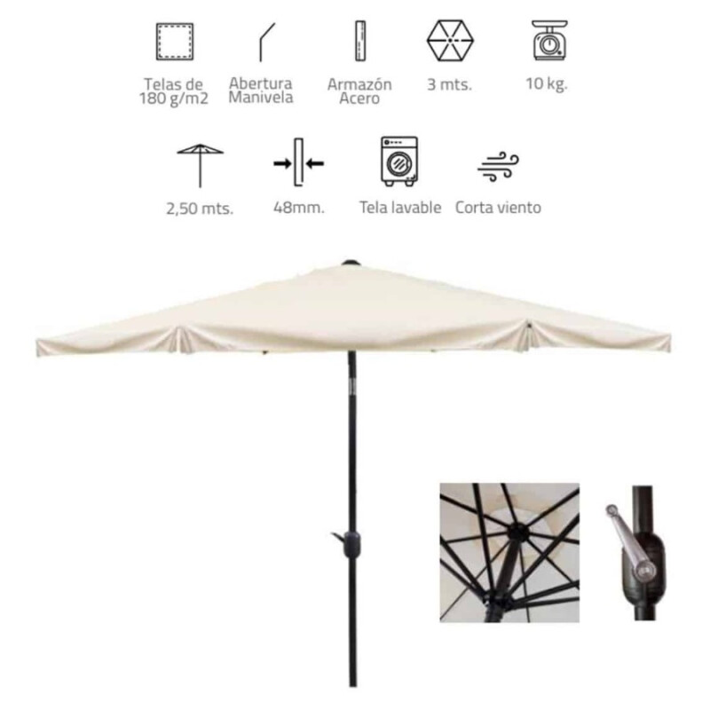 Sombrilla Jardín Acero 3M Roldana Sombrilla Jardín Acero 3M Roldana