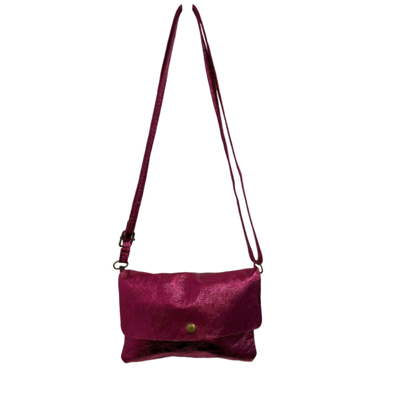Bandolera Con Solapa- Metalizada 100% Cuero FLO CARTERA PIEL SOLAPA METALIZADA 100% CUERO