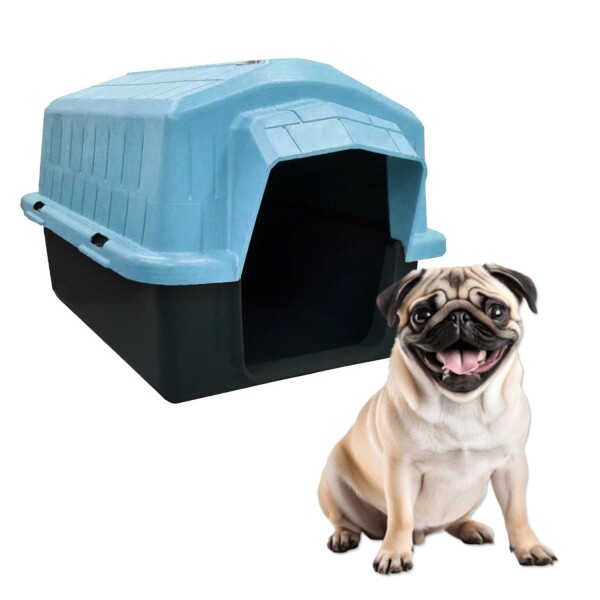 Casa Casilla Cucha Perro Mascota N3 Plastico Raza Mediana Color Variante Azul