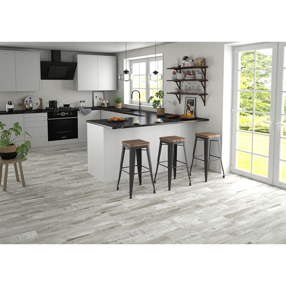 PORCELANATO PARA INTERIOR O EXTERIOR MIKENO GREY "A" 23X120 CM Porcelanato Para Interior O Exterior Mikeno Grey "a" 23x120 Cm