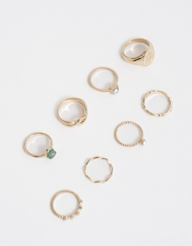 Sets Anillos Sello Set De Anillos Con Sello - Dorado