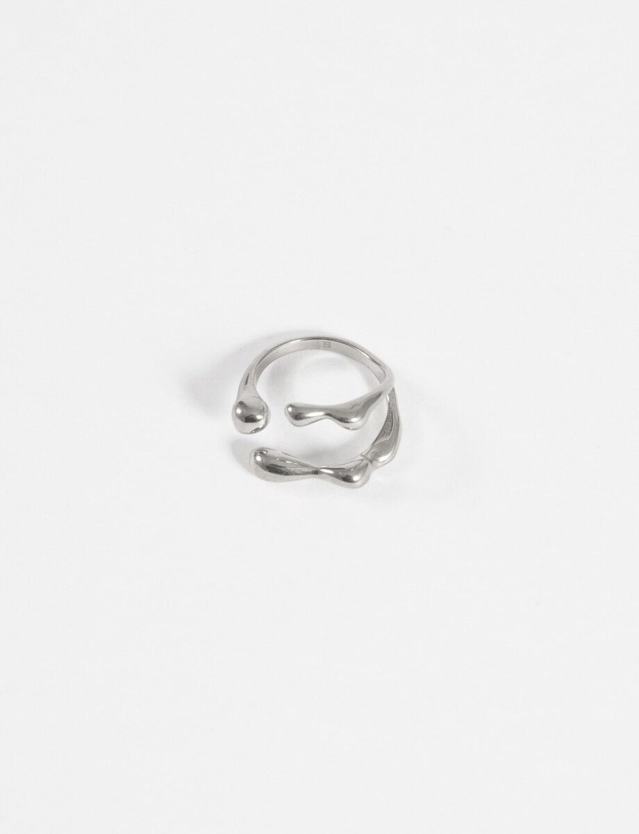 Anillo acero ajustable gota - plateado 