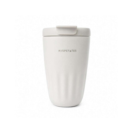 Vaso térmico acanalado con tapa 450ml Blanco