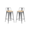 Pack 2 Taburetes Tolix con Respaldo y Asiento de Madera Lumax Gris