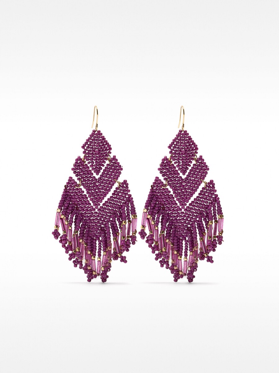 Pendientes Rombo Con Abalorios burdeos
